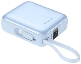 SWISSTEN Space 10000mAh modrá / Powerbanka s integrovanými kabely / USB-C + Lightning (22013984)
