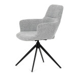 Židle jídelní, šedá látka, 360° vratný mechanismus, černý kov