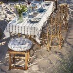 MADAM STOLTZ Kulatý podsedák Fishes Blue Ø 45 cm, modrá barva, textil