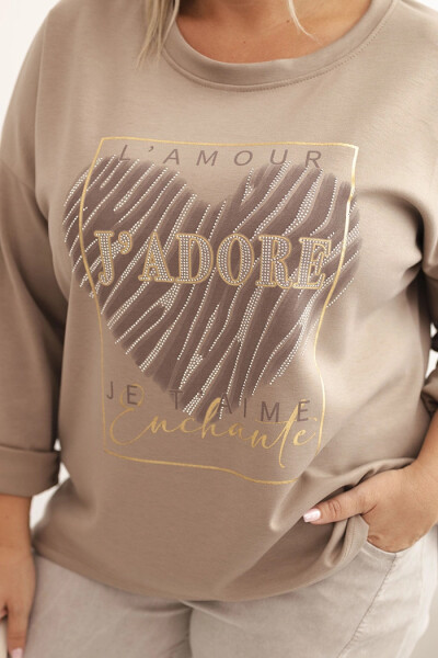Dámská mikina Plus Size s kapucí a potiskem, grafitová UNI