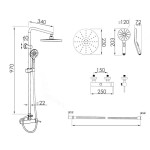 Erga Dubaj, sprchová souprava s pákovou baterií a dešťovou hlavicí 23 cm, zlatá lesklá, ERG-YKA-BP.DUBAJ23-GLD