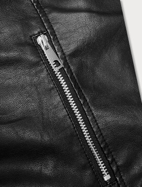 Černá dámská bunda ramoneska límcem (11Z8097) odcienie czerni