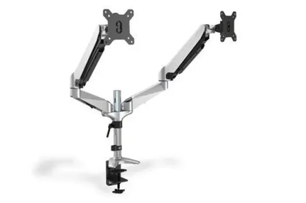 Digitus DA-90353 stříbrná / Držák pro 2 monitory / VESA 75-100 mm / nosnost 2x 8 kg / plynová pružina (DA-90353)