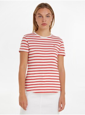 Bílo-červené dámské pruhované tričko Tommy Hilfiger dámské