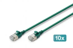 Digitus CAT6A F/FTP Slim zelená / Patch kabel / RJ45 / 10 Gbit/s / 500 MHz / 1,5 m / 10 ks (DK-1632-A-015S-G-10)