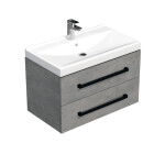 Koupelnová skříňka s černou úchytkou a umyvadlem SAT Cube Way 80x53x46 cm beton mat CUBE46C802BEVER CUBE46C802BEVER