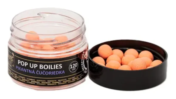 Riverbaits Pop-Up Pikantní borůvka / Plovoucí boilie / 120 ml / 15 mm
