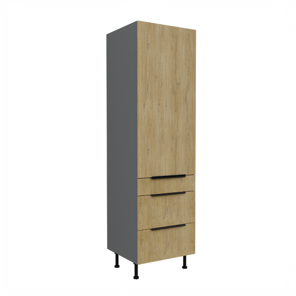 Vysoká potravinová skříňka Cremona ANT 60 DKS-215 3S 1F - Premium Box Barva korpusu: Antracit, Barva dvířek: Dub Cremona