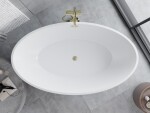 MEXEN/S - Nike volně stojící vana 175 x 100, bílá/černá, sifon a přepad zlatá kartáčovaná 54071751075-55