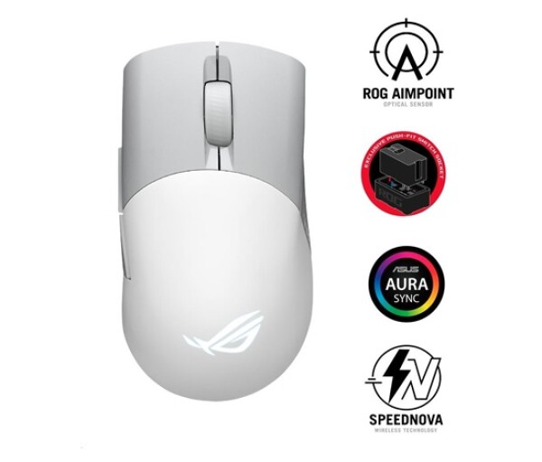 ASUS myš ROG KERIS WIRELESS AIMPOINT WHITE (P709), RGB, Bluetooth, bílá EDF_431976