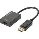 Digitus DisplayPort adapter cable, DP - HDMI type A M/F, 0.15m,w/interlock, DP 1.1a compatible, CE, bl