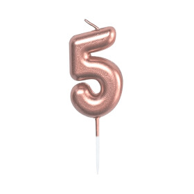 Svíčka dortová rose gold 5 cm číslo 5 - Albi