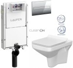 LAUFEN Podomít. systém LIS TW1 SET s chromovým tlačítkem + WC CERSANIT CLEANON COMO + SEDÁTKO H8946630000001CR CO1