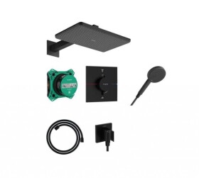 HANSGROHE - Raindance Alive Q Sprchový set s termostatem pod omítku, s tělesem, 21x34 cm, 3 proudy, matná černá 24620670