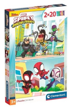Puzzle Supercolor Spidey a jeho úžasní přátelé 2x20 dílků - Clementoni