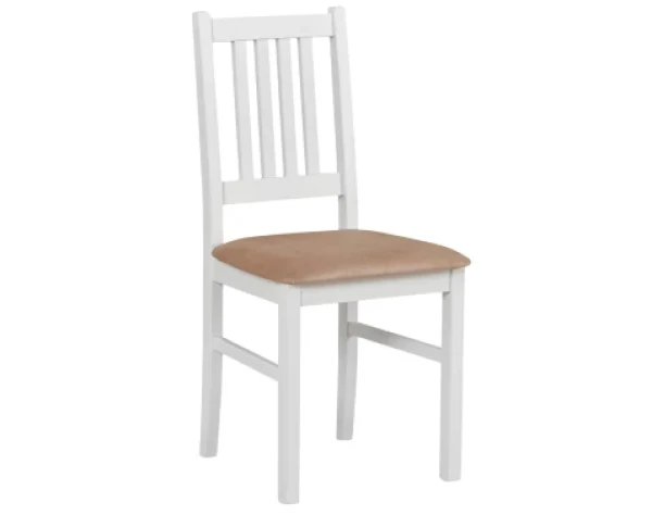 Jídelní židle Bono, bílá/béžová látka