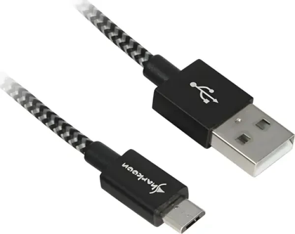 Sharkoon USB-A - Micro USB B černá/šedá / USB kabel / 2.0 / Opletený / Hliníkové konektory / 1 m (4044951027002)