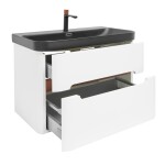 Koupelnová skříňka s umyvadlem a baterií SAT Fusion 77,5x53x45 cm bílá matná mat SATFUSION280WBKMBA SATFUSION280WBKMBA