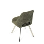 Židle jídelní, zelená látka, kovové nohy, broušená nerez.