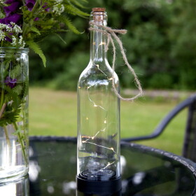 STAR TRADING Světelná dekorace na solární napájení s LED drátkem Bottle, čirá barva, sklo, plast