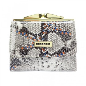 Luxusní dámská kožená mini peněženka Gregorio Garid, šedo-oranžová