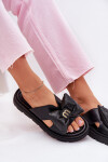Dámské kožené sandály na platformě s mašlí CheBello 4647 černé 39