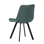 Židle jídelní, zelená látka v dekoru broušené kůže, černý kov