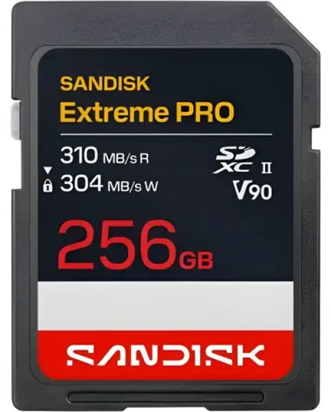 SanDisk Extreme PRO SDXC 256GB / Paměťová karta / UHS-II U3 V90 / čtení: 310 MB/s / zápis: 304 MB/s / vhodné pro 8K (SDSDXDE-256G-GN4IN)