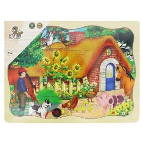 BABU - Dřevěné puzzle chaloupka - 24 dílků - Babu