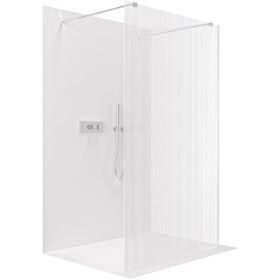 CERANO Sprchová zástěna Walk-in Onyx Duo L/P - 8 mm - hranatá vzpěra - chrom, rýhované sklo - 50x200 cm