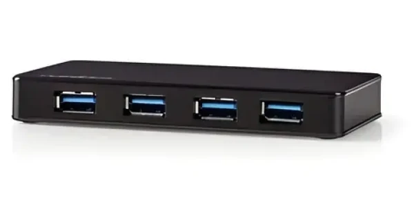 Nedis USB hub 4 porty / USB hub / 4x USB-A / USB 3.2 Gen 1 5 Gbps / síťové napájení (UHUBU3420BK)