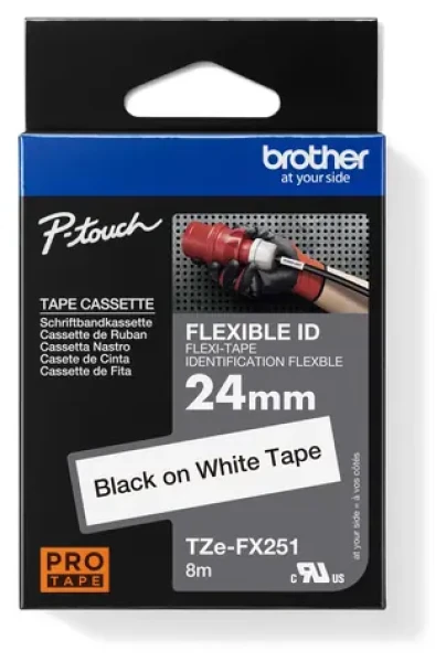 Brother TZE-FX251 bílá/černá / Páska do tiskárny štítků / 24 mm / 8 m / flexibilní (TZEFX251)