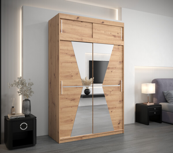 Šatní skříň Abi Ma s nástavcem Barva korpusu: Dub artisan, Rozměry: 150 cm, Dveře: Dub artisan