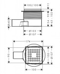 HANSGROHE - RainDrain Point Podlahová vpust, 10x10 cm, kartáčovaná nerezová ocel 56246800