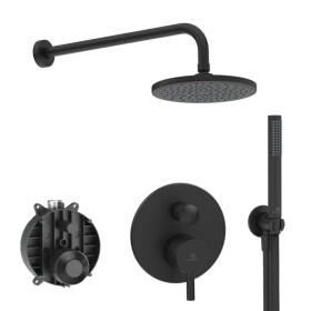 IDEAL STANDARD - CeraLine Sprchový set s baterií pod omítku, s tělesem, průměr 20 cm, matná černá BD192XG