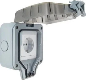Schwaiger Venkovní zásuvka IP66 pod omítku / Zásuvka / 1x Schuko / 230V/16A / šedá (SOAD0100)