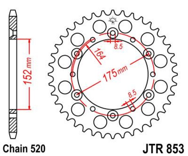 JT Sprockets Řetězová rozeta na Yamaha Raptor 660 Počet zubů: 40 zubů