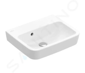 VILLEROY & BOCH - O.novo Umývátko 500x370 mm, s přepadem, bez otvoru pro baterii, AntiBac, CeramicPlus, alpská bílá 434452T2