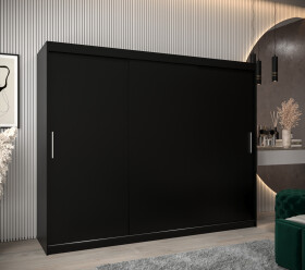 Šatní skříň Abi T0 s posuvnými dveřmi Barva korpusu: Černá, Rozměry: 250 cm, Dveře: Černá