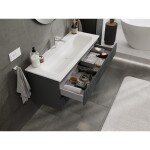 MEXEN/S - Rivel koupelnová skříňka 120 cm s umyvadlem Vela, 2 zásuvky, reliéf , grafit mat/bílá mat - 91A20-12047-2-BFF66-W23M 91A20-12047-2-BFF66-W23M01