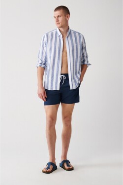 Avva Men's Indigo Quick-Drying Printed Swimwear in Standard Size Marine Shorts