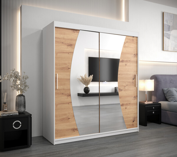 Šatní skříň Abi W0 Barva korpusu: Bílá, Rozměry: 180 cm, Dveře: Dub artisan