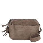 Semišová dámská crossbody kabelka Lory, šedo-béžová