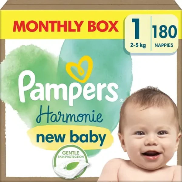 Pampers Harmonie Baby 2-5 kg (180ks) / Pleny / Velikost 1 (2-5 kg) (A858)