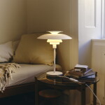 Louis Poulsen Stolní lampa PH 80 White, stříbrná barva, sklo, kov