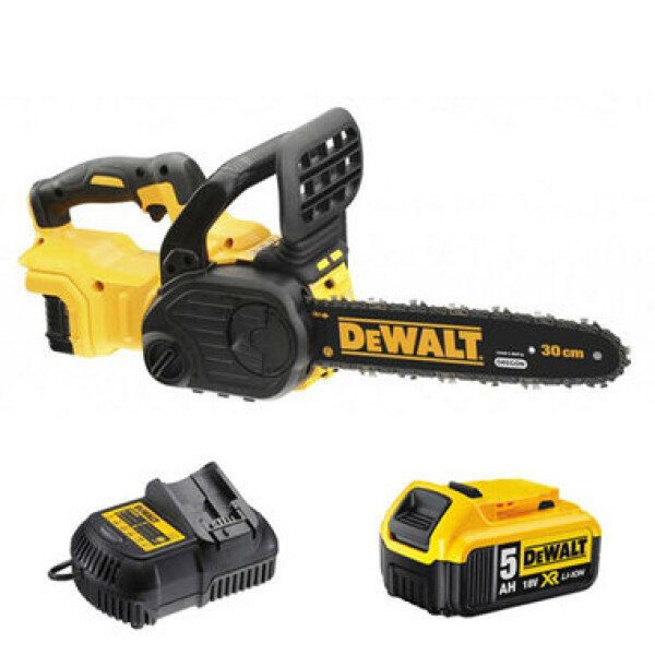 DeWalt DCM565P1 / Aku řetězová pila / 18 V / 5.0Ah / 30cm lišta / rychlost řězu: 7.68 m-s (DCM565P1)