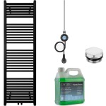 CERANO - Koupelnový elektrický radiátorový set Lincoln - WIFI - 300W - černá matná - 1600x500 mm CER-978843