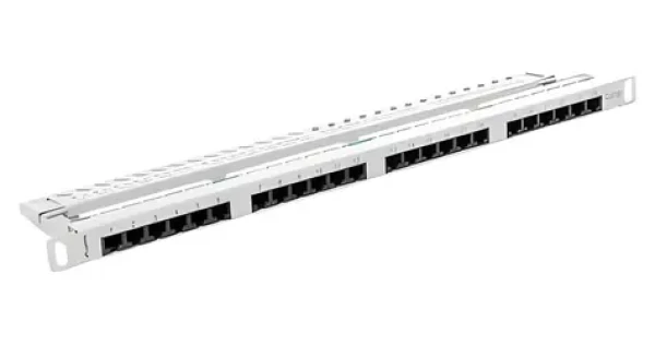 Lanberg šedý / Patch panel / 24 portů / 0,5U / CAT5E / UTP / 19" (PPU5-0024-S)