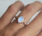 Emporial prsten 14k zlato Vermeil GU-DR190780R-ROSEGOLD-MOONSTONE-ZIRCON Velikost: 5 (EU: 49-50)