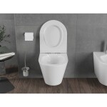 MEXEN/S - Rico Závěsná WC mísa Rimless Tornado včetně sedátka s slow slim, duroplast, bílá lesk 30720500T